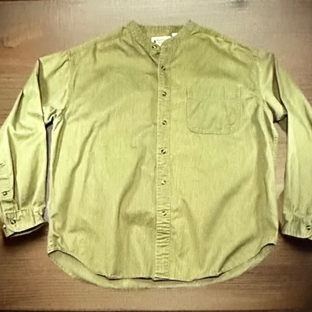 Northwest‎ Territory Men's Olive Green Cotton Band Collar Long Sleeve Shirt M